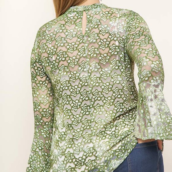 NWT UMGEE EMBROID PLUS SIZE TOP W/BELL SLEEVES - Picture 3 of 9